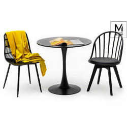 Y001.BLACK MODESTO stół TULIP FI 80 czarny - MDF, podstawa metalowa King Home