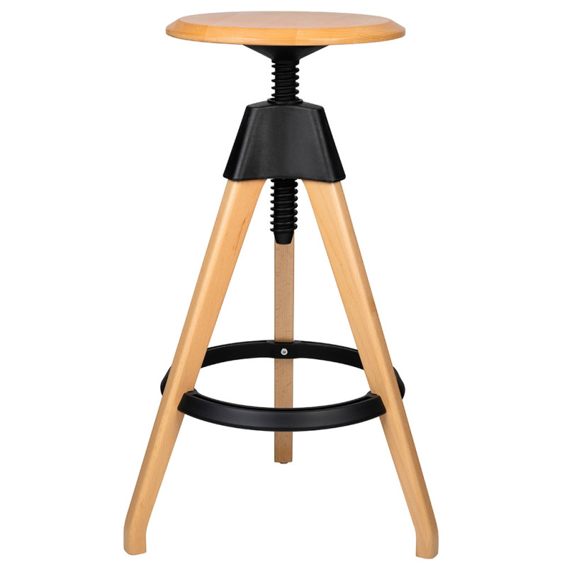 PW-016.CZARNY Krzesło barowe regulowane TOM czarne - polipropylen, drewno bukowe King Home