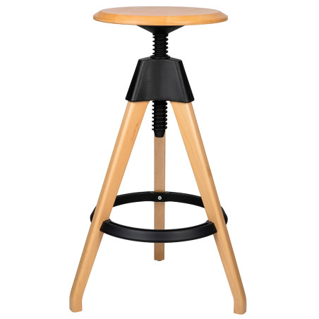 PW-016.CZARNY Krzesło barowe regulowane TOM czarne - polipropylen, drewno bukowe King Home