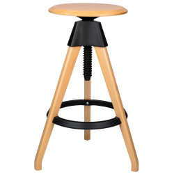 PW-016.CZARNY Krzesło barowe regulowane TOM czarne - polipropylen, drewno bukowe King Home