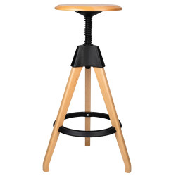 PW-016.CZARNY Krzesło barowe regulowane TOM czarne - polipropylen, drewno bukowe King Home