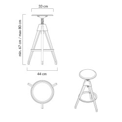 PW-016.CZARNY Krzesło barowe regulowane TOM czarne - polipropylen, drewno bukowe King Home
