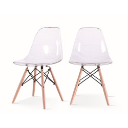 130-DPC Krzesło ICE WOOD transparentne - poliweglan, podstawa bukowa King Home