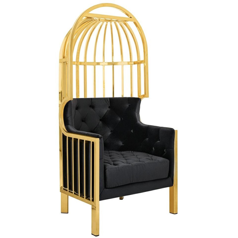 KH1501100108 Fotel LORD złoty / czarny King Home