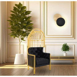 KH1501100108 Fotel LORD złoty / czarny King Home