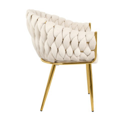 KH150110019 Krzesło TRESSE beżowe - welur, podstawa złota King Home