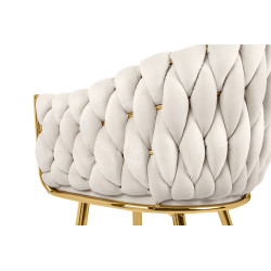 KH150110019 Krzesło TRESSE beżowe - welur, podstawa złota King Home