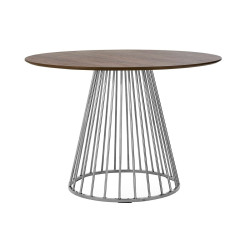 KH1201100128.CHROM Stół GLAM WALNUT 110 - fornir orzechowy, chromowana podstawa King Home