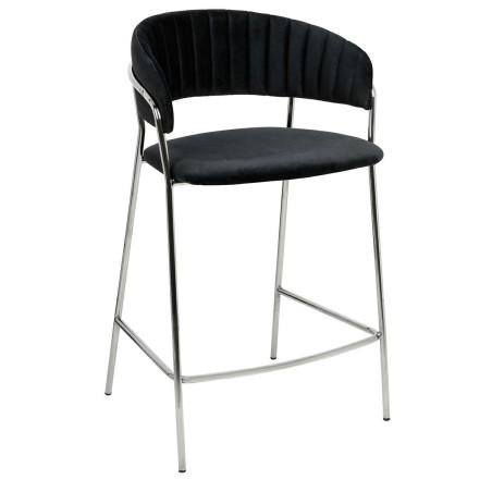 KH1201100129,74.SIL Krzesło barowe MARGO 65 czarny - welur, podstawa chromowana King Home