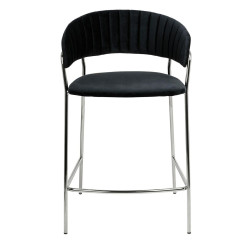 KH1201100129,74.SIL Krzesło barowe MARGO 65 czarny - welur, podstawa chromowana King Home