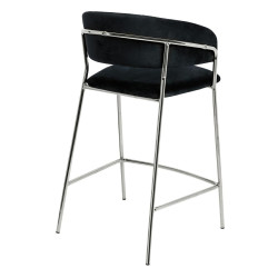 KH1201100129,74.SIL Krzesło barowe MARGO 65 czarny - welur, podstawa chromowana King Home