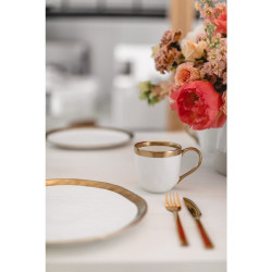 60504 KARE kubek BELL biało-złoty King Home