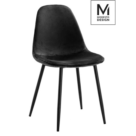 PM069.BLACK.VELVET MODESTO krzesło LUCY czarne - welur, metal King Home