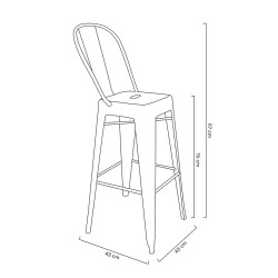 KH010100967 Krzesło barowe TOWER BIG BACK 76  (Paris) metal King Home