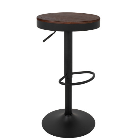 KH010100966 Krzesło barowe VOLT regulowane czarne / ciemny wiąz King Home