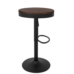 KH010100966 Krzesło barowe VOLT regulowane czarne / ciemny wiąz King Home