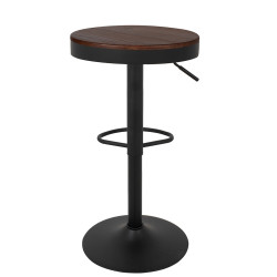 KH010100966 Krzesło barowe VOLT regulowane czarne / ciemny wiąz King Home