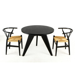 KH1501100118 Krzesło WISHBONE czarne - drewno bukowe, naturalne włókno King Home