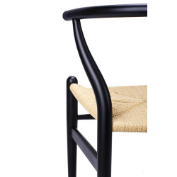 KH1501100118 Krzesło WISHBONE czarne - drewno bukowe, naturalne włókno King Home