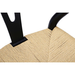 KH1501100118 Krzesło WISHBONE czarne - drewno bukowe, naturalne włókno King Home