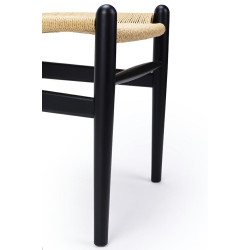 KH1501100118 Krzesło WISHBONE czarne - drewno bukowe, naturalne włókno King Home