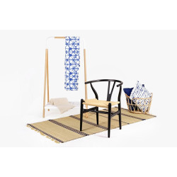 KH1501100118 Krzesło WISHBONE czarne - drewno bukowe, naturalne włókno King Home