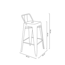 KH010100972 Krzesło barowe TOWER BACK 66 (Paris) metal King Home
