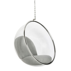 JH-200.L.GREY.17W Fotel wiszący BUBBLE poduszka jasnoszara - korpus akryl, poduszka wełna King Home