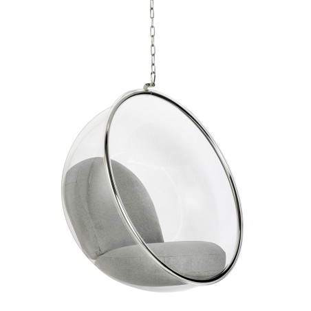JH-200.L.GREY.17W Fotel wiszący BUBBLE poduszka jasnoszara - korpus akryl, poduszka wełna King Home