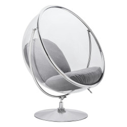 JH-200-2.L.GREY.17W Fotel BUBBLE STAND 2 poduszka jasnoszara - akryl, chrom, wełna King Home