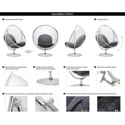 JH-200-2.L.GREY.17W Fotel BUBBLE STAND 2 poduszka jasnoszara - akryl, chrom, wełna King Home