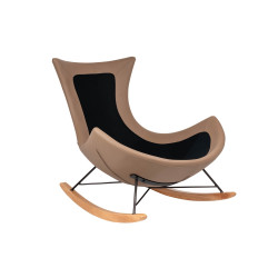 BHE512-2 Fotel bujany OTILIA brązowa pepitka - drewniane płozy, ekoskóra King Home