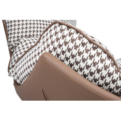 BHE512-2 Fotel bujany OTILIA brązowa pepitka - drewniane płozy, ekoskóra King Home