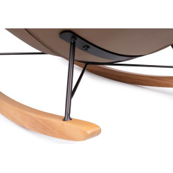 BHE512-2 Fotel bujany OTILIA brązowa pepitka - drewniane płozy, ekoskóra King Home