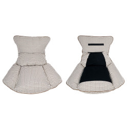 BHE512-2 Fotel bujany OTILIA brązowa pepitka - drewniane płozy, ekoskóra King Home