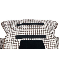 BHE512-2 Fotel bujany OTILIA brązowa pepitka - drewniane płozy, ekoskóra King Home