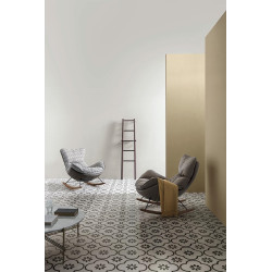 BHE512-2 Fotel bujany OTILIA brązowa pepitka - drewniane płozy, ekoskóra King Home