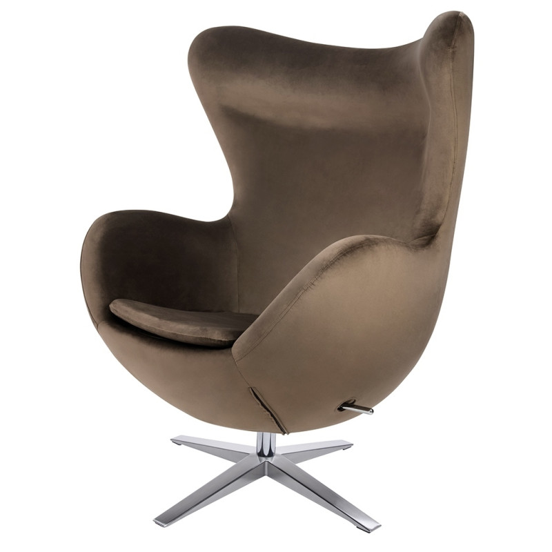 HE-066.D.BROWN.81 Fotel EGG SZEROKI VELVET ciemny brąz.81 - welur, podstawa stal King Home