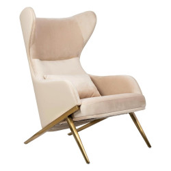 MSE011000304.V03E02 Fotel HAMPTON VELVET beżowy  ekoskóra beżowa - złota podstawa King Home