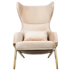 MSE011000304.V03E02 Fotel HAMPTON VELVET beżowy  ekoskóra beżowa - złota podstawa King Home