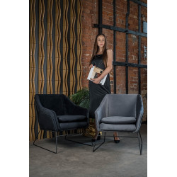 MSE011000308.V41 Fotel EMMA VELVET czarny welur - podstawa czarna King Home