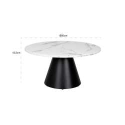 9914 RICHMOND stolik kawowy DEGAS 80 cm - konglomerat imitujący marmur, stal nierdzewna King Home