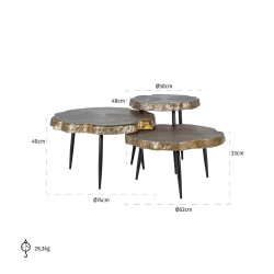 9910 RICHMOND stolik kawowy BULOKE zestaw - aluminium, żelazo King Home