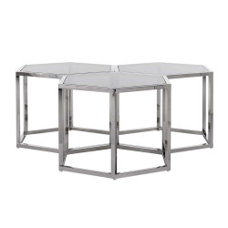 9460 RICHMOND stolik kawowy PENTA - srebrny - stal nierdzewna, szkło King Home