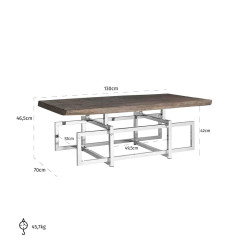 9132 RICHMOND stolik kawowy TUXEDO srebrny - drewno, stal nierdzewna King Home