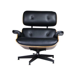 T066F.BLACK Fotel LOUNGE HM PREMIUM SZEROKI czarny - orzech King Home