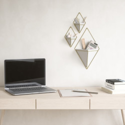 470753-524UMBRA doniczka ścienna TRIGG S 2 szt. - biały, mosiądz King Home