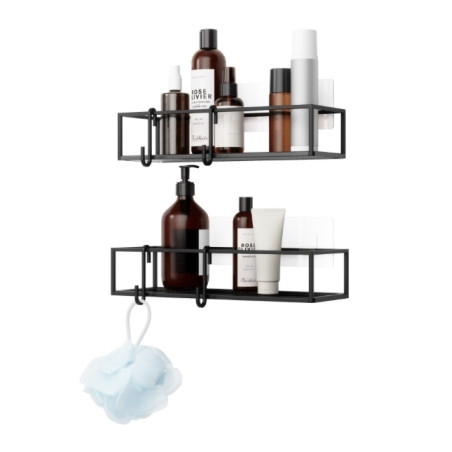 1018615-040UMBRA zestaw 2 półek prysznicowych        CUBIKO czarny King Home