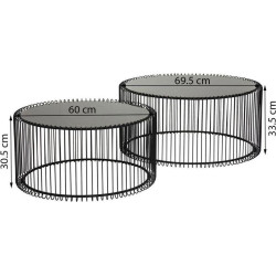 79577 KARE zestaw stolików kawowych WIRE czarny King Home