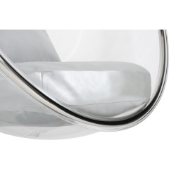 JH-200.01 Fotel wiszący BUBBLE poduszka srebrna - korpus akryl, poduszka ekoskóra King Home